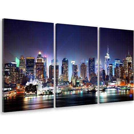 Tableau triptyque Tableau photo sky line lower manhattan - 90x60 cm (1/5)
