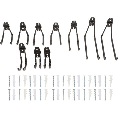 Crochets muraux doubles pour garage, rangement utilitaire en métal, supports type U et J pour outils électriques (1/5)