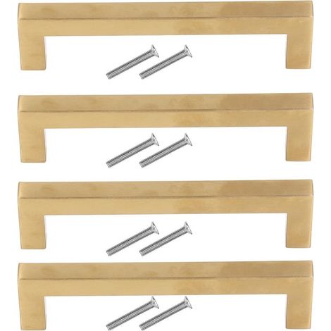 Toivize Poignée dorée pour porte d’armoire, en acier inoxydable, remplacement pour placard ou cuisine, dimensions : 12 × 12 × 128 mm