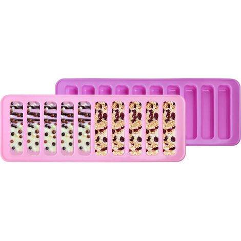 Moule en silicone à 10 cavités : barres chocolatées en forme de doigts, longs biscuits, saucisses, bandes de mousse et glaçons (1/4)