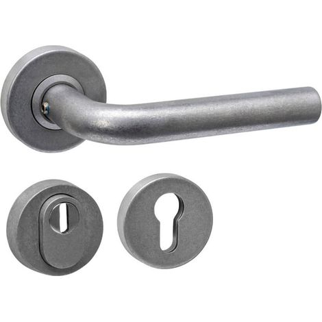 Jeu de quincaillerie de porte arrière Luzern rond en acier inoxydable roulé - 0034.405716 (1/2)