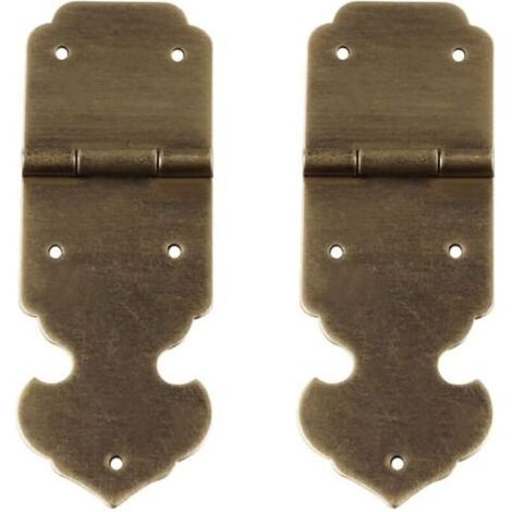 FENOPLASTICALot de 2 charnières décoratives en laiton pur antique pour meubles, tiroirs, portes, boîtes à bijoux (bronze antique) (1/4)