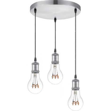 Lampe de plafond suspension design en métal satin mat E27 3 spots compatible LED (1/3)