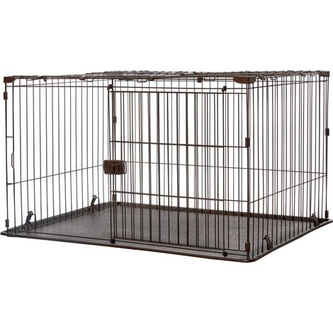 Parc pour Chien Intérieur, Extérieur, avec Porte Verrouillable, Toit (1/3)