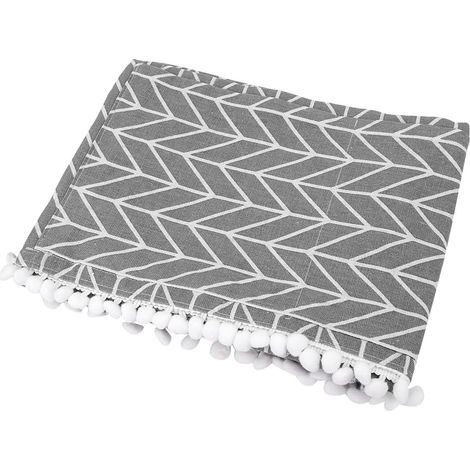 Housse de protection multi-usage pour machine à laver en coton et lin avec poches de rangement latérales - Rayures grises et blanches 55 x 130 cm. (1/5)