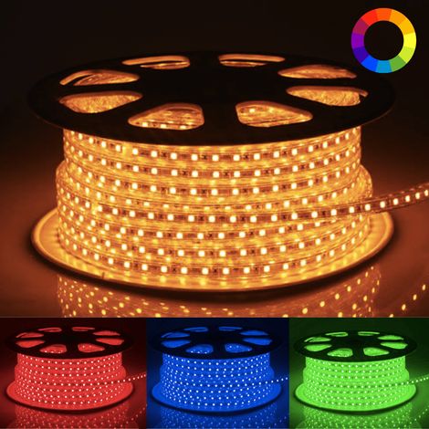 Ruban LED 220V RGB Recoupable 5050 IP65 50M 60LED/m + Télécommande - SILAMP (1/6)