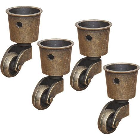 Roulettes pivotantes en laiton massif – Lot de 4, charge max. 200 kg, pour canapé, table basse ou piano, avec vis incluses (1/4)