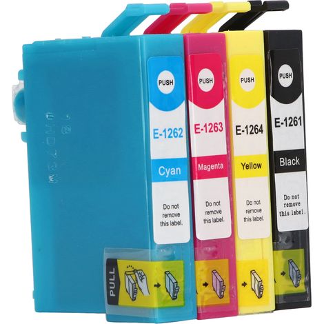 Pack de 4 cartouches d'encre PP T1261 T1262 T1263 T1264 de remplacement pour imprimante (1/5)