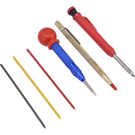 Ensemble de stylos pour le travail du bois, mine de stylo en graphite métallique, marqueur, outil de poinçonnage central (1/5)