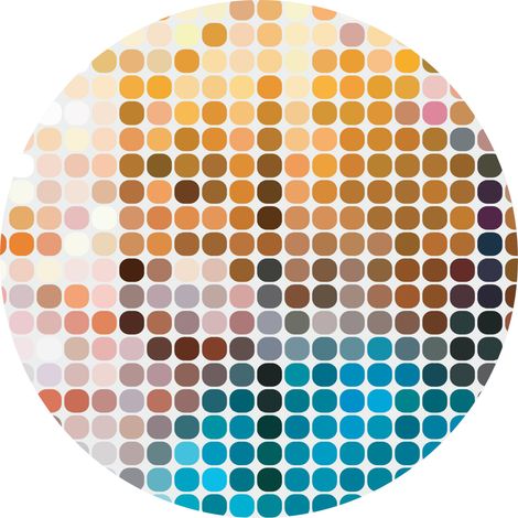 papier peint panoramique rond adhésif motif figurativ orange, bleu et rose - Sanders & Sanders (1/4)