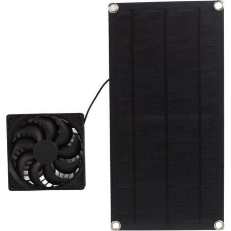 Kit de ventilateur à énergie solaire, 10 W 12 V IP65, étanche, portable, monocristallin en silicone, mini ventilateur d'échappement Plug and Play pour poulailler, camping-car, serres (1/5)