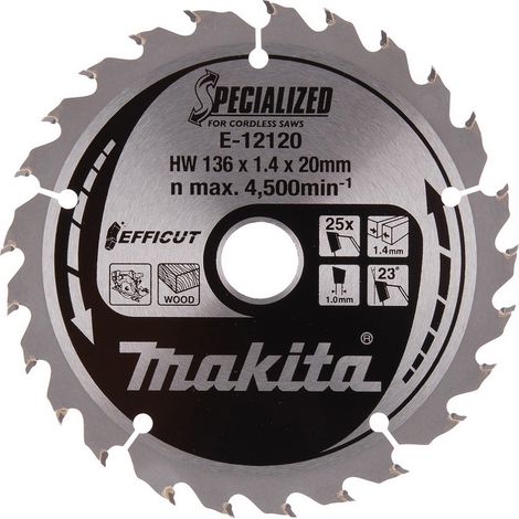 Makita Sägeblatt Handkreissäge Holz 136x1,4x20 Z25 EFFICUT E-12120 (1/2)