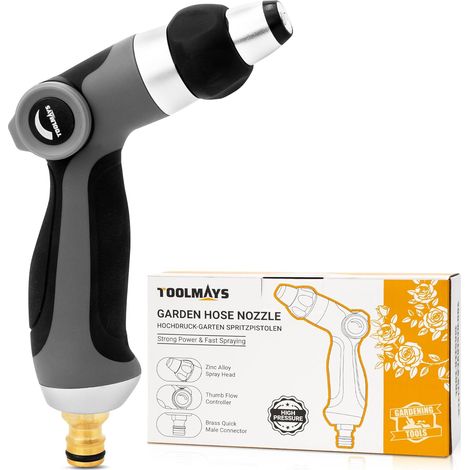 Garden Spray Gun with Brass Nozzle High Pressure Thumb Flow Control Hose Gun For Car (1/5)