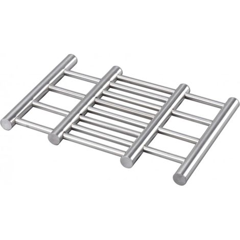 Extendable stainless steel trivet 22-38x20x1.8 cm for saucepans, frying pans, woks, and baking dishes