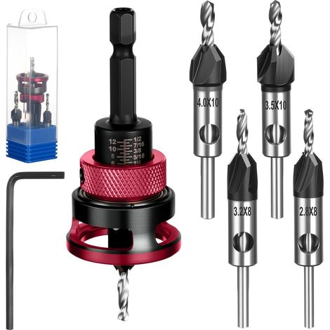 6 x Chamfer Drill Bit Set, Wood Milling Drill Bit (1/5)