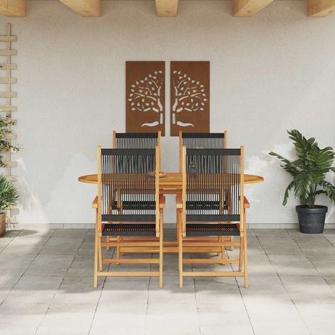 Garten Essgruppe 5 pcs Schwarz Massivholz Akazie (1/5)