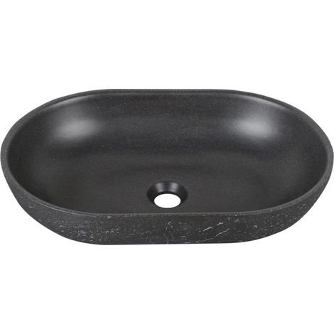 Lavabo da appoggio sabbia ovale nero 530x350x130 mm senza piletta (1/4)
