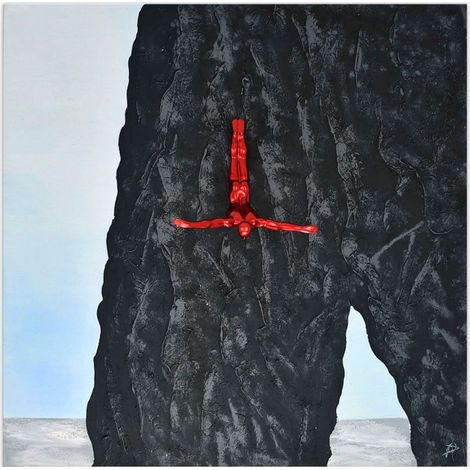 Cuadro Salto Gigante con efecto 3D realizado con técnica de collage 100 x 100 x 13cm - SpazioLuzio