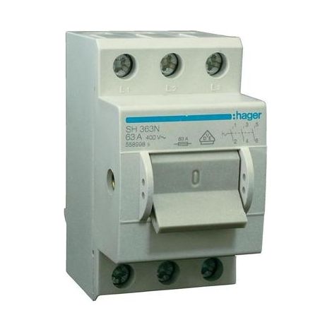 Hager Interruptor principal 3 polos 63 A Rail DIN gris