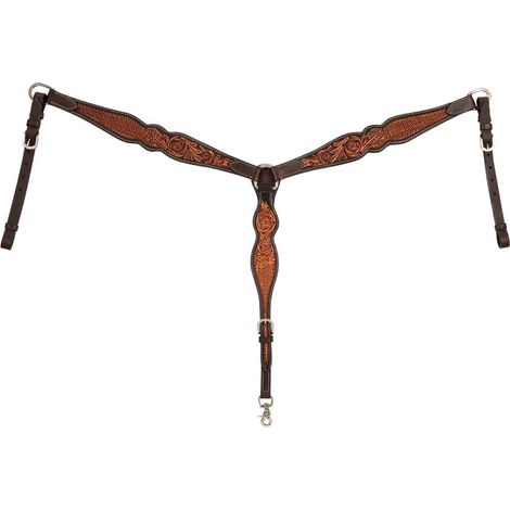 Taglia Unica, Marrone Scuro: Westernbrustpanzer aus Leder mit Blumenmotiv (1/4)