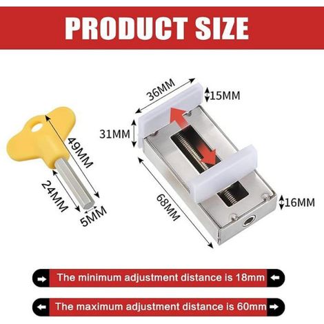 Butée de Fenêtre Coulissante,Verrou Fenetre Coulissante Avec Clé Régble Bloque Porte Coulissante Bloque Fenetre Securite 1pc (1/5)