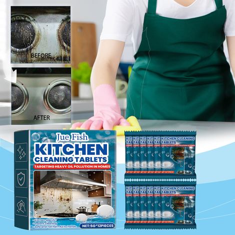 Kitchen cleaning effervescent tablets, deep cleaning for heavy grease and grime, multi-functional household cleaning effervescent tablets -- 5g12 pieces (1/5)