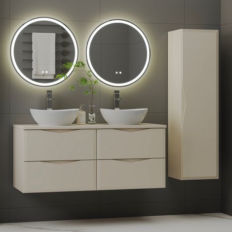 Set di mobili da bagno doppio lavabo Ellie cachemire 120cm (1/5)