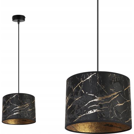 LAMPE DE PLAFOND SUSPENDU ABAT-JOUR MARBRE DORÉ (1/5)