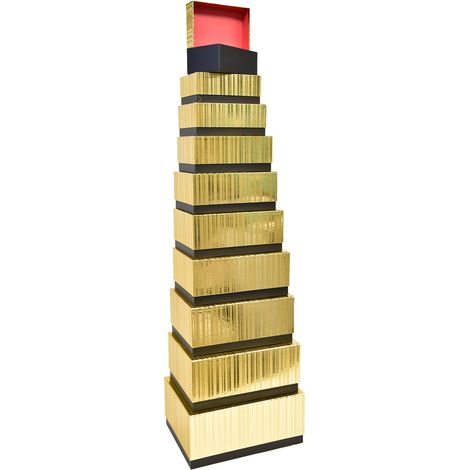 Scatole portaoggetti resistenti per decorazione natalizia set da 10 -Rotonde / Rosso e nero (1/4)
