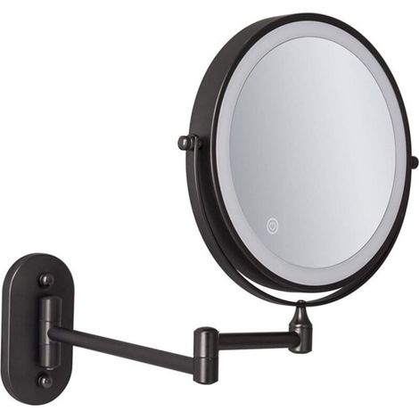 Miroir Maquillage Miroir Grossissant Lumineux ×10, Double Face Miroir Mural 360° Pivotant et Extensible Miroir Salle de Bain avec Eclairage, Chargement avec USB7X (1/5)