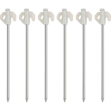 Lot de 10 piquets de tente robustes de 20 cm pour sol dur, piquets de tente en métal haute résistance avec trou pour crochets, piquets de camping en acier, piquets de camping phosphorescents (1/5)
