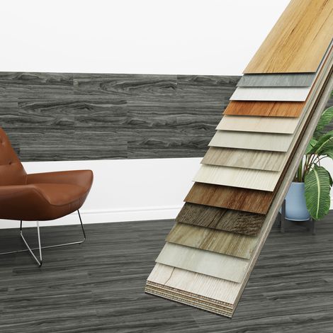 HEXIM Vinyldielen 0,97m² selbstklebend PVC Wandverkleidung Bodenbelag Holzoptik 91x15cm Paneele: 7 Dielen / 0.97 m², 4101-28 Charcoal Oak (1/4)