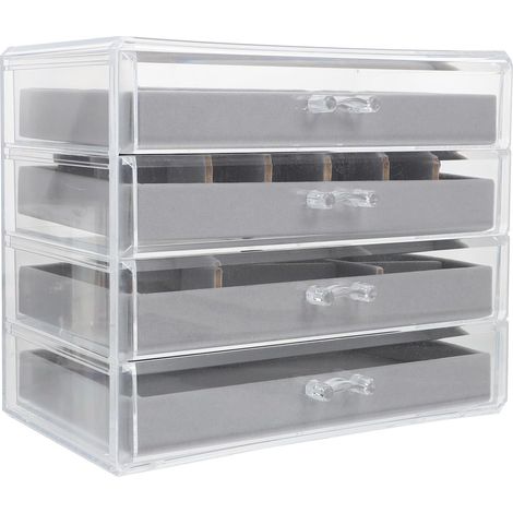 Boîte de rangement cosmétique à plusieurs compartiments, type tiroir, organisateur de maquillage à 4 niveaux pour coiffeuse