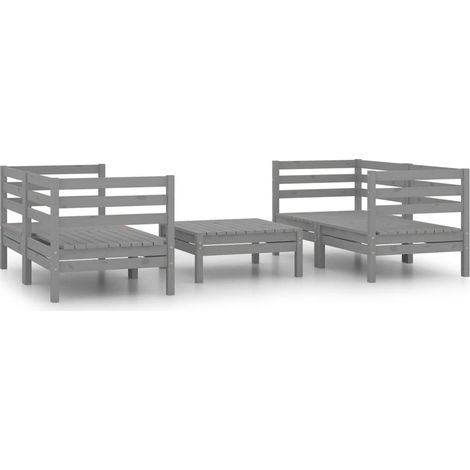 Mobili da giardino mobili da esterno set di mobili 5 pezzi in legno di pino massiccio grigio 020016581