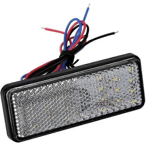 Feu stop arrière rectangulaire à réflecteur LED blanc pour moto, scooter et cyclomoteur (1/3)