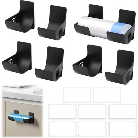 Organizador de papel de aluminio para cocina - 4 pares, almacenamiento para puertas de armarios y estantes de pared, negro (1/5)