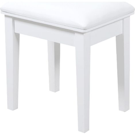 Taburete de tocador acolchado cuadrado de madera y PU blanco 43x33x45 cm HOMVRA (1/5)