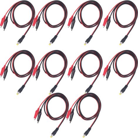 Câble d'alimentation CC vers double pince de test, âme en cuivre, adaptateur secteur pour charge de batterie, 1 m (3,3 pi), 10 connecteurs mâles CC (1/5)