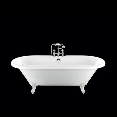 Baignoire ancienne sur pieds CHELSEA Blanche 154 cm Pieds d'Aigle Blancs
