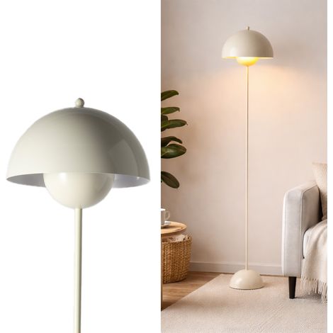 Lámpara de Pie en Forma seta – Estilo Nórdico Moderno, Metal Crema, E27 (1/5)