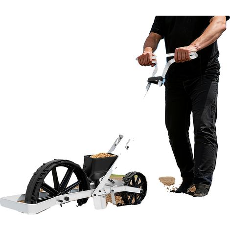 Semoir de jardin, design ergonomique, profondeur de plantation réglable, noir
