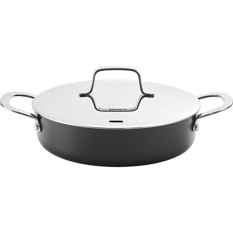 Bratpfanne mit 2 Griffen, beschichtet, 24 cm + Edelstahldeckel – Maestro – Beka (1/2)