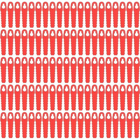 SHINING HOUSE Lames De Rechange en Plastique, 100 Pièces pour Tondeuse à Gazon De Cour, Lames De Tête De Coupe De Rechange, 85Mm, Accessoires De Tondeuse à Gazon De Jardin (Rouge) (1/5)