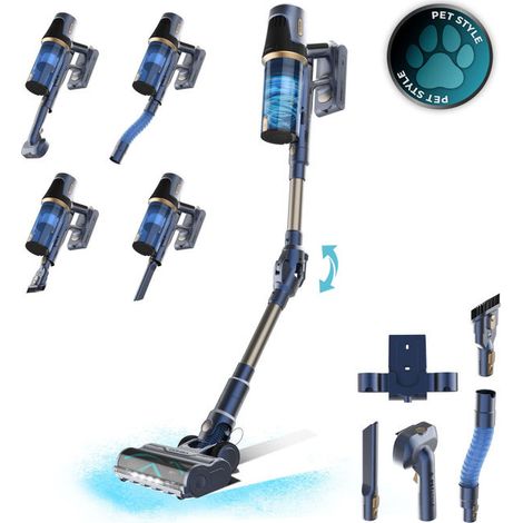 Cecotec Aspirapolvere Scopa senza Fili Conga Rockstar RS70 Pet Flex. 500W, Potenza Aspirazione 150AW, Modalità Auto