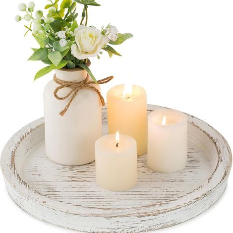 Rond Decoratif Bougie Chandelier Deco pour Centre de Table Blanc (1/5)