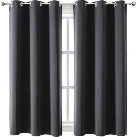 Tende oscuranti per camera da letto e soggiorno – Set di 2 pannelli, tende oscuranti termoisolanti (grigio scuro, 107 x 160 cm) (1/5)