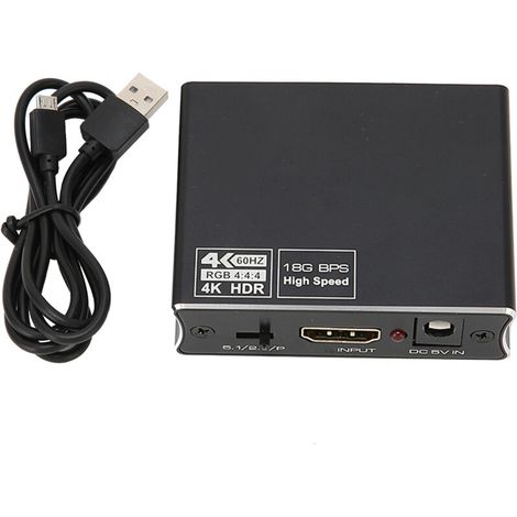 Convertisseur HDMI vers Audio Optique SPDIF et Jack 3.5mm Stéréo - Adaptateur Audio Numérique Haute Définition