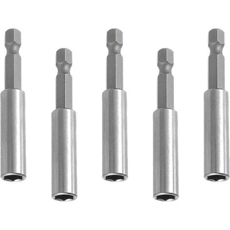 Jeu de 5 rallonges pour perceuse magnétique en acier inoxydable 60 mm, porte-embouts 1/4" (1/5)