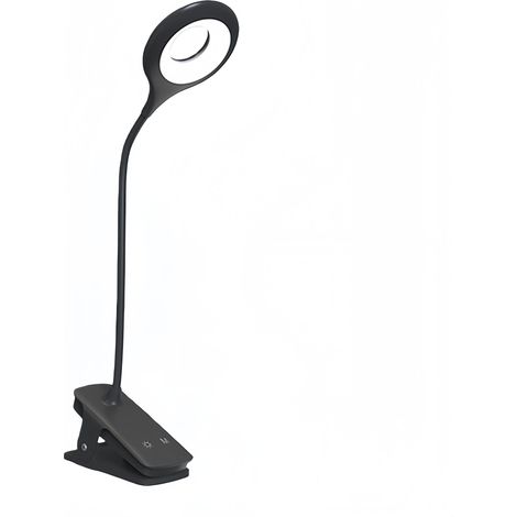 Lampe de lecture à pince pour tête de lit, lampe de table 3 couleurs 3 luminosité avec pince solide, veilleuse col de cygne rechargeable USB-C pour ca (1/5)