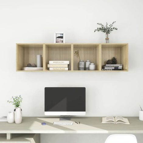 Armario de pared 4 uds madera contrachapada roble 37x37x37 cm (1/5)